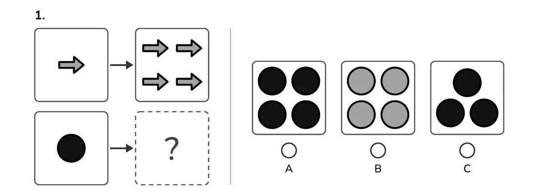 Figure Matrices question 1 from the Gradecairn Grade 2 workbook