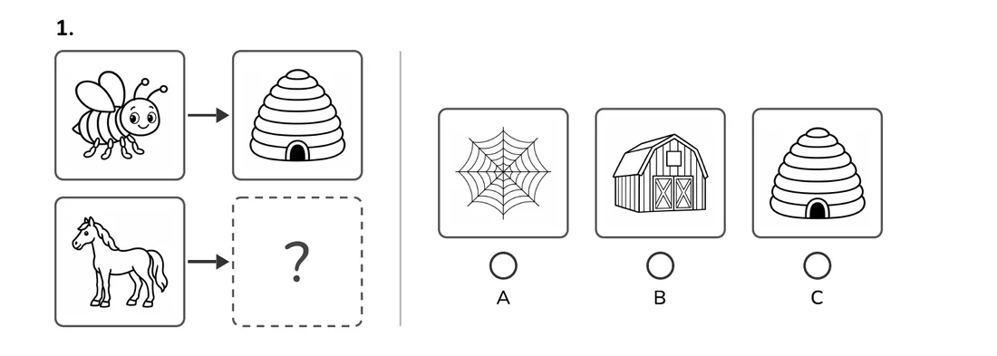 Picture Analogies question 1 from the Gradecairn Grade 2 workbook